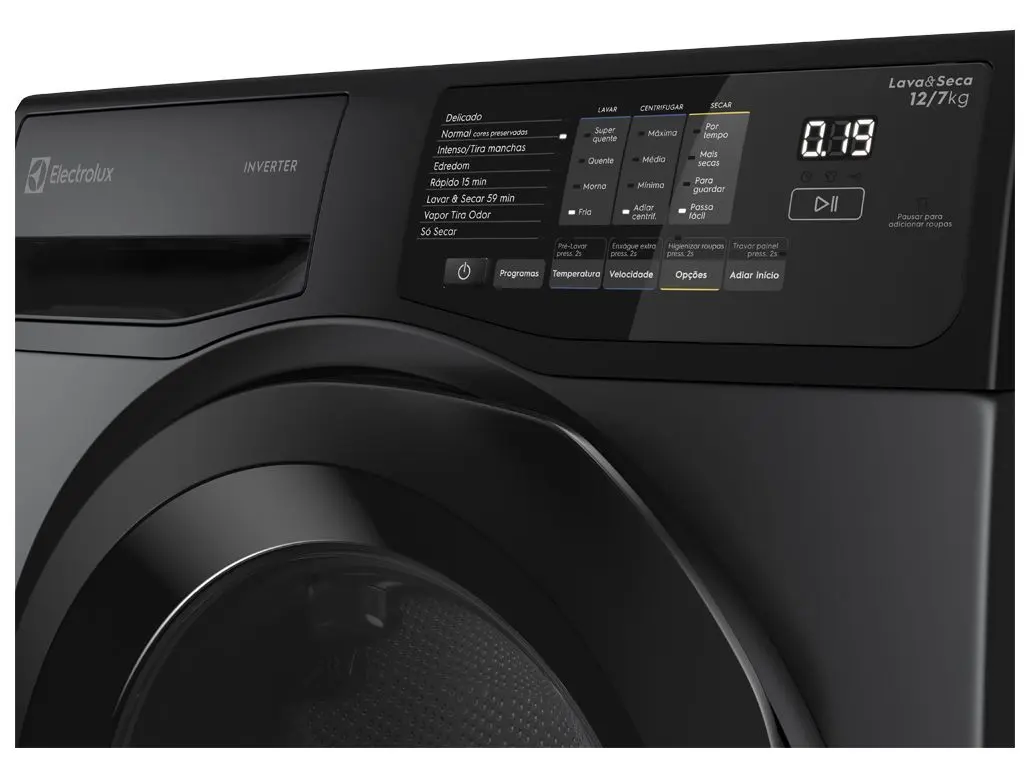Lava e Seca Electrolux 12kg LSC12 Inverter Água Fria e Quente Cinza Ônix 110/220V - Imagem 2