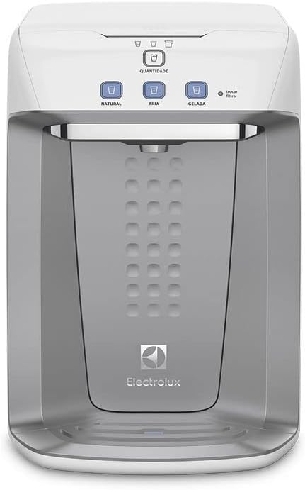 Electrolux Purificador de Água Gelada Fria e Natural Elétrico Compacto Eletronico placa Alerta troca de Filtro refil 12 meses ou 3000l Painel Touch Bivolt Branco PA21G