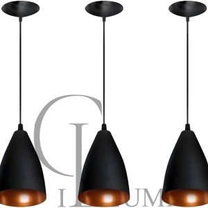 Kit 3 Pendentes Vegas (preto Textura/Bronze)