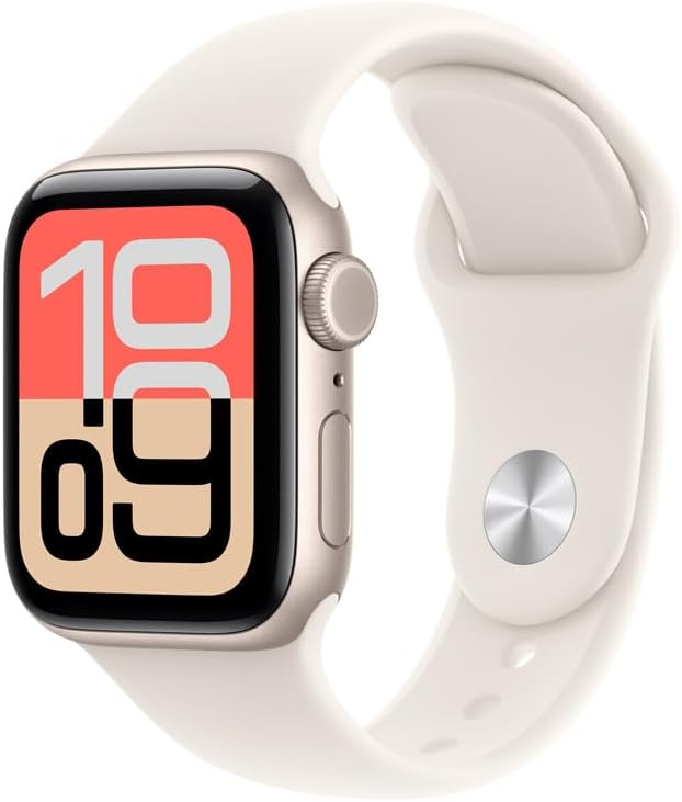 Apple Watch SE 3 GPS + Cellular, Caixa em alumínio luz das estrelas de 40 mm com Bracelete desportiva luz das estrelas - M/G