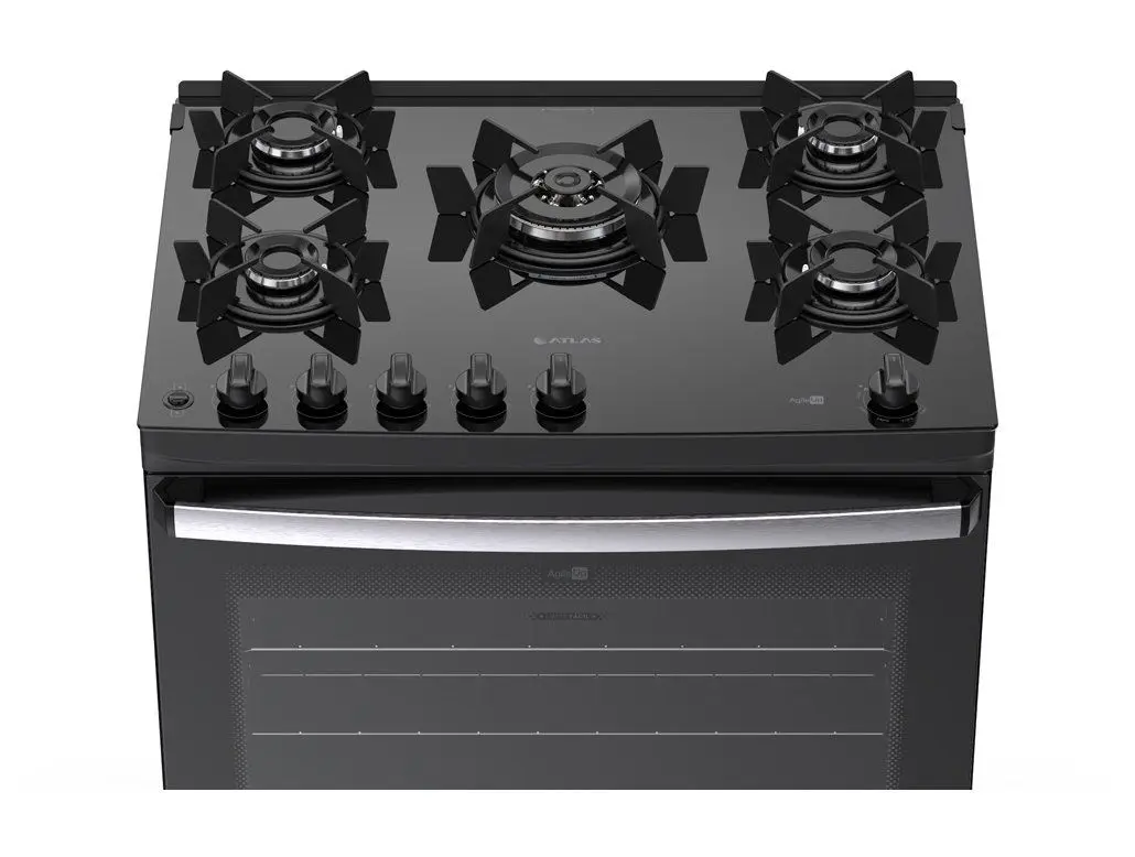 Fogão 5 Bocas Atlas Preto Up Glass Agile 110/220V - Imagem 2