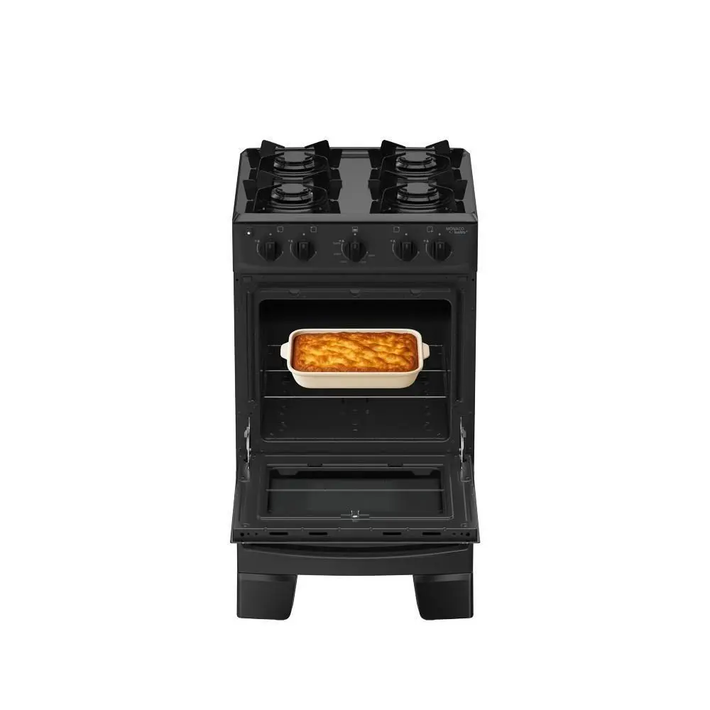 Fogão 4 Bocas Atlas Mônaco Lustro Com Mesa De Aço Bivolt Preto - Imagem 3