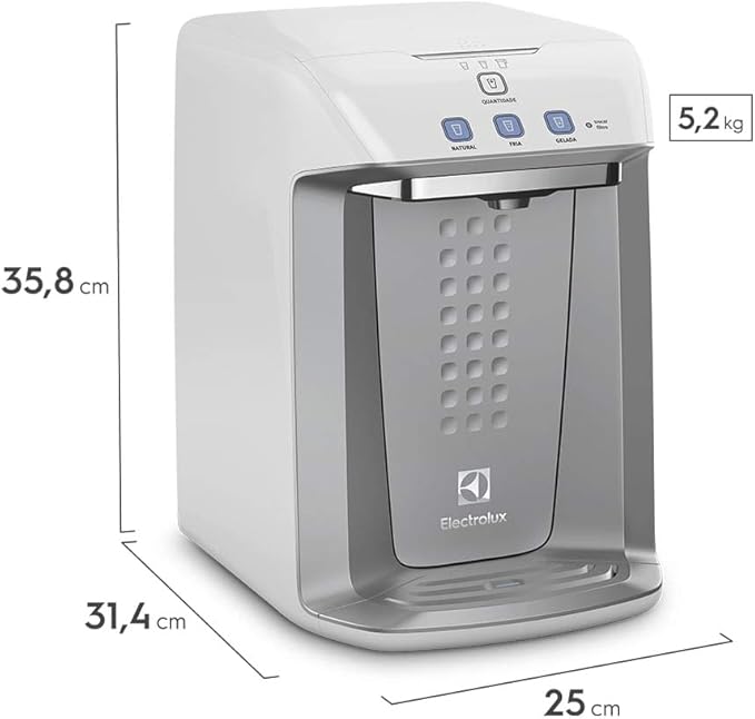 Electrolux Purificador de Água Gelada Fria e Natural Elétrico Compacto Eletronico placa Alerta troca de Filtro refil 12 meses ou 3000l Painel Touch Bivolt Branco PA21G - Imagem 2
