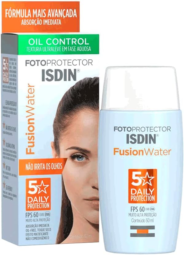ISDIN Protetor Solar Facial Fusion Water 5 Stars Sem Cor FPS 60-50ml