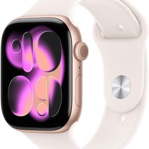Apple Watch Series 11 GPS, Caixa em alumínio rosa‑dourado de 46 mm com Bracelete desportiva rosa leve - M/G