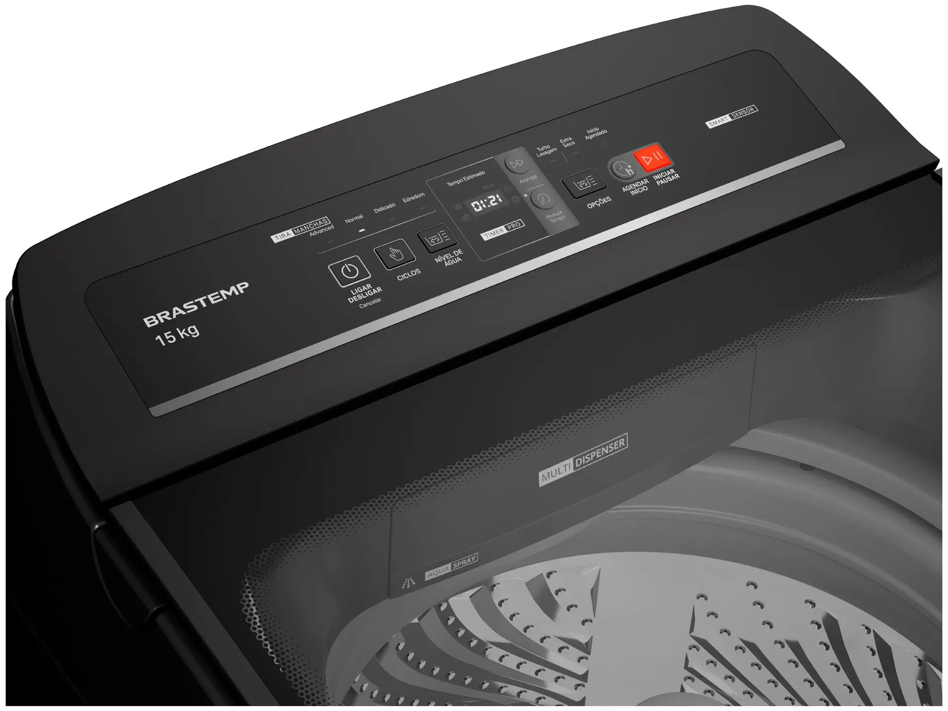 Lavadora de Roupas Brastemp 15kg Cesto Inox 4 Programas de Lavagem Cinza BWT15A9 110/220V - Imagem 2