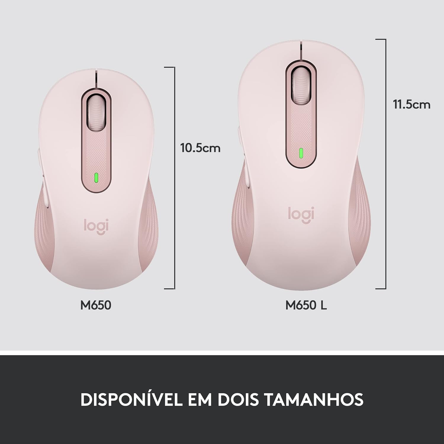 Mouse Sem Fio Logitech Signature M650 com Design de Tamanho Compacto, Clique Silencioso, Botões Laterais Personalizáveis, Conexão USB e Bluetooth - Rose - Imagem 4