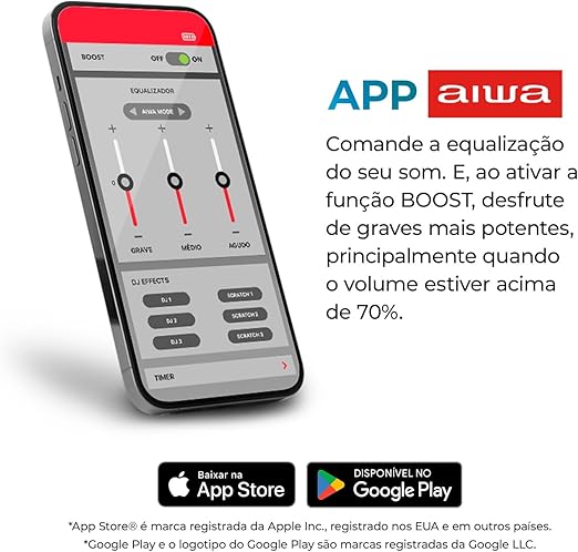 Caixa de Som PartyBox AIWA PB-07 Bluetooth 8H RGB USB TWS Preto - Imagem 3