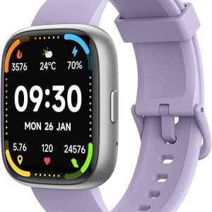 Bettdow SmartWatch, relogio smartwatch com Ecrã tátil e Alexa, à prova d'água IP68, relogio feminino e masculino, com 100+ modo esportivo e recebimento de notificações (roxo)