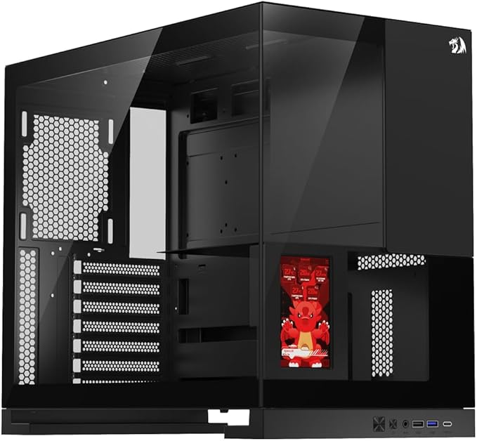 Gabinete Gamer Redragon Eternal Pro Preto Sem Fans com Tela LCD CA-613B - Imagem 4