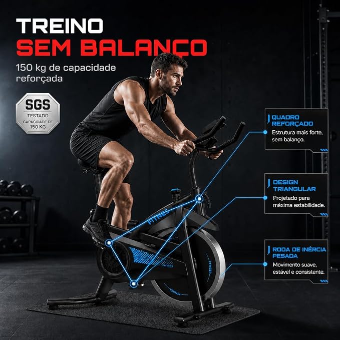 Bicicleta Spinning Com Roda De Inércia De 13kg Bicicleta de Spinning Personalizada, Bicicleta de Ciclismo Indoor para Fitness Suporta 150kg Sensor Cardíaco Monitor Digital Correia Silenciosa - Imagem 2