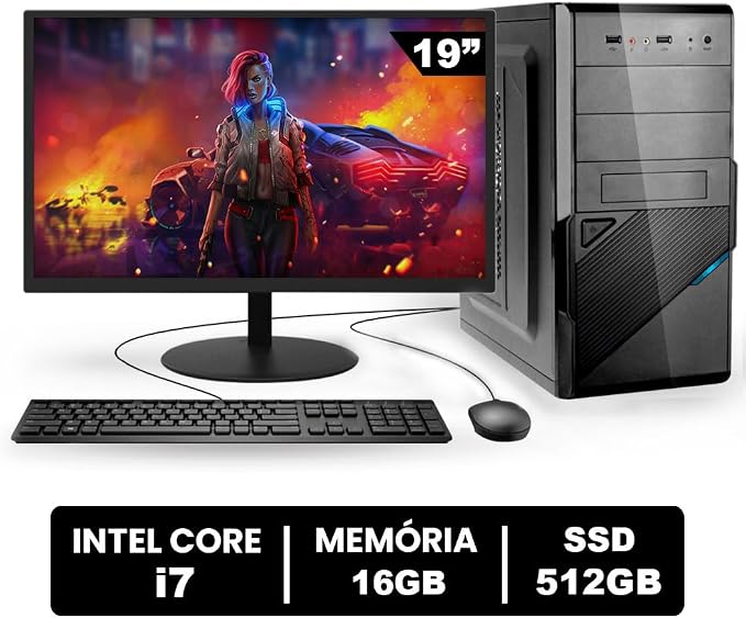 Computador de Escritorio i7 16gb Ram Ssd 512gb Monitor 19" - Imagem 3