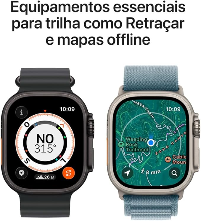 Apple Watch Ultra 3 GPS + Cellular, Caixa em titânio preto de 49 mm com Bracelete Ocean preta - Imagem 4