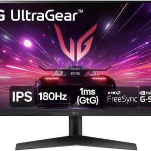 Monitor Gamer LG UltraGear 24” IPS, Full HD, 180Hz, 1ms (GtG), HDMI, DisplayPort, HDR10, sRGB 99%, NVIDIA® G-SYNC®, AMD FreeSync™, Preto - 24GS60F-B