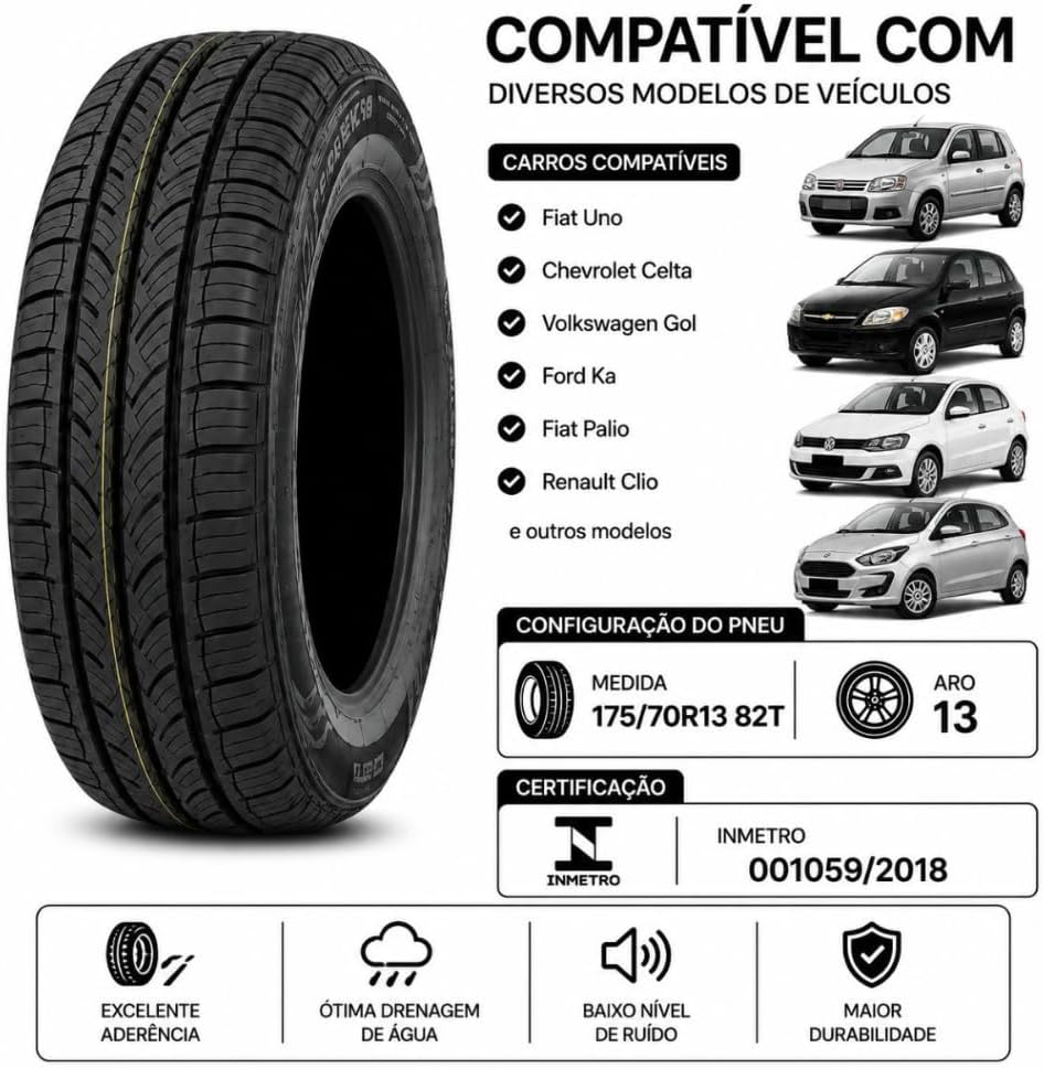 Kit 2 Pneus XBRI Premium F8 175/70 R13 82T - Imagem 5