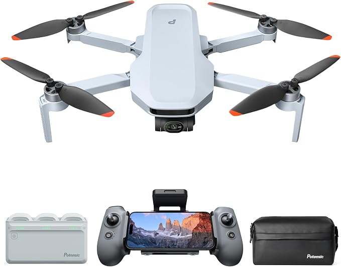 Potensic ATOM 2 Drone com Câmera para Adultos, Vídeo 4K, Foto 8K, Menos de 249g, Gimbal de 3 Eixos, Transmissão 10KM, Rastreamento AI, Gravação Vertical, AI Night Shot, QuickShots, Fly More Combo