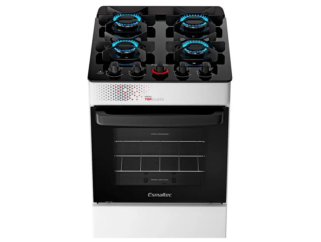 Fogão 4 Bocas Esmaltec Branco Mesa de Vidro Ideal Top Glass T4VAB 110/220V - Imagem 5