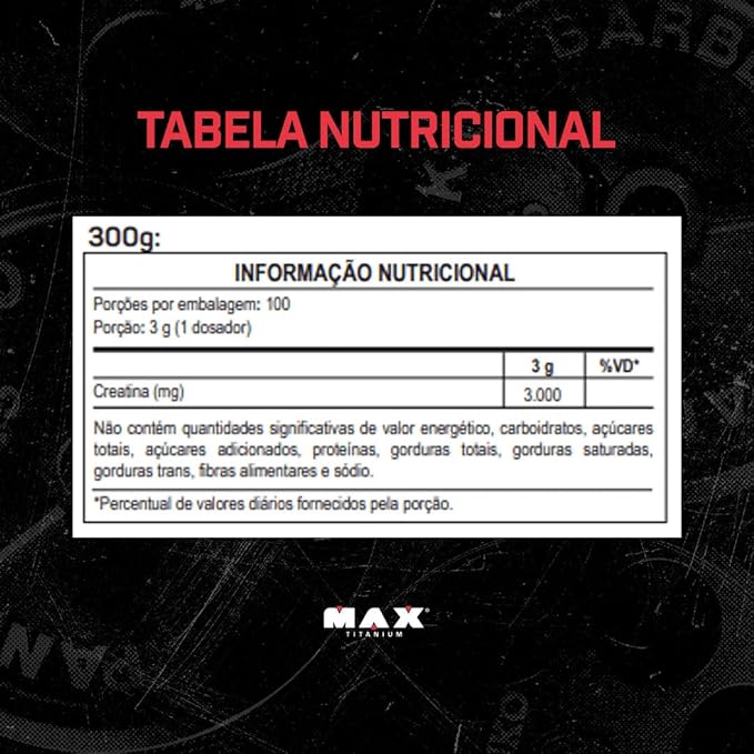 Max Titanium Creatina Pote Monohidratada (300g) 100% Pura - Imagem 4