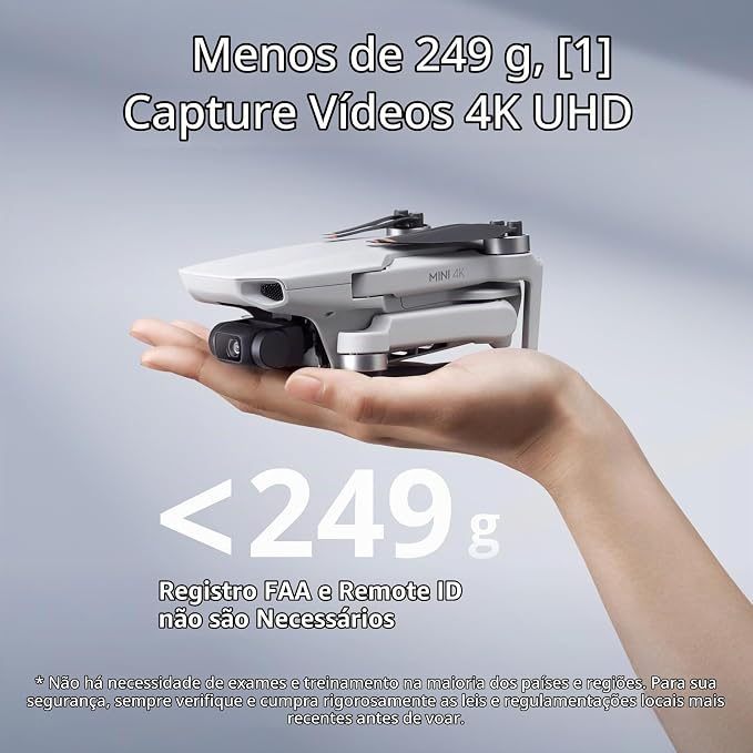 DJI Mini drone 4K, com câmera UHD 4K para adultos, menos de 249 g, estabilização de suspensão cardan de 3 eixos, transmissão de vídeo de 10 km, retorno automático, resistência ao vento, 1 bateria para - Imagem 2