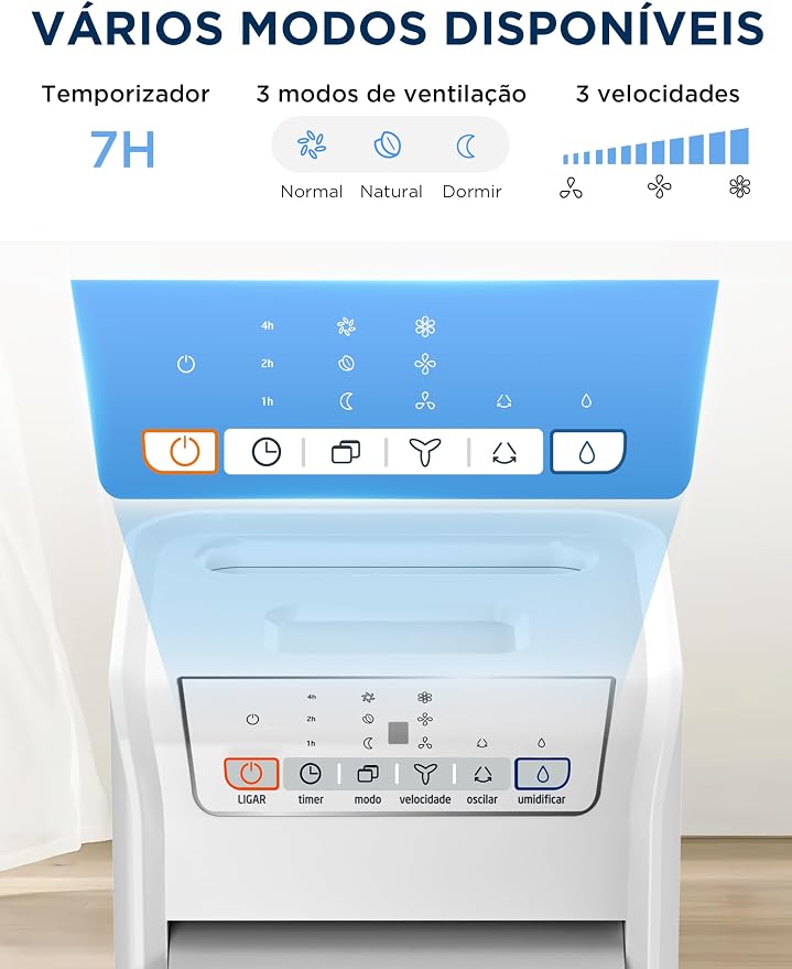 Climatizador de Ar Frio, 60W, 4,5L, Midea Branco 127V, AKAF1, 7L - Imagem 4