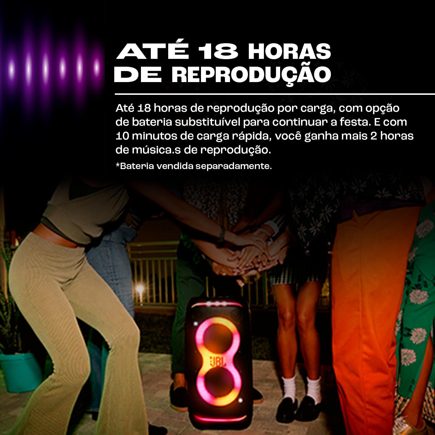 JBL, Caixa de Som, PartyBox Stage 320, Bluetooth, Portátil, Show de Luzes, À Prova de Respingos - 240W RMS - Preta - Imagem 3