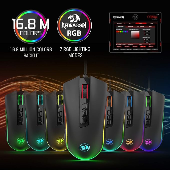 Mouse Gamer Redragon Cobra V3 Preto RGB PMW3327 10000DPI M711 V3 - Imagem 4