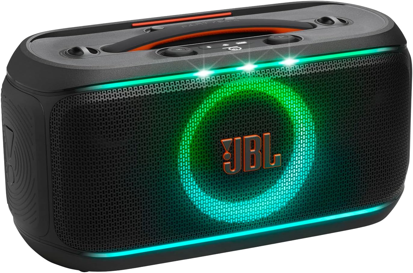 JBL PartyBox On-the-Go 2 - Altifalante portátil Bluetooth para festas com microfone sem fio, espetáculo de luz dinâmica, 15 horas de reprodução, classificação IPX4 à prova de salpicos, som