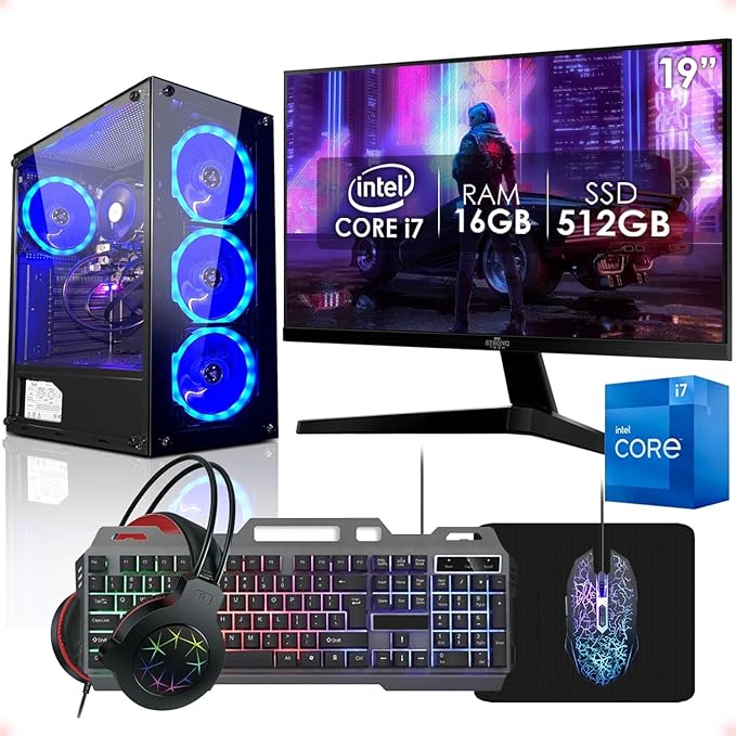 PC Gamer Completo Intel Core i7 16GB SSD 512GB Monitor 19" Kit Gamer Strong Tech