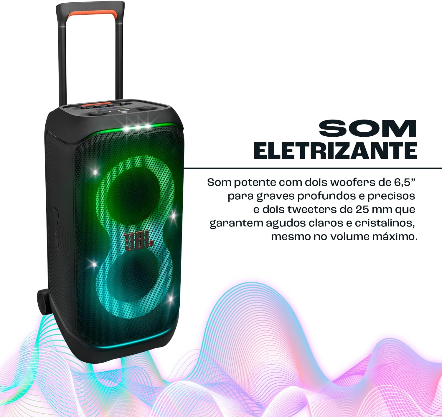 JBL, Caixa de Som, PartyBox Stage 320, Bluetooth, Portátil, Show de Luzes, À Prova de Respingos - 240W RMS - Preta - Imagem 5