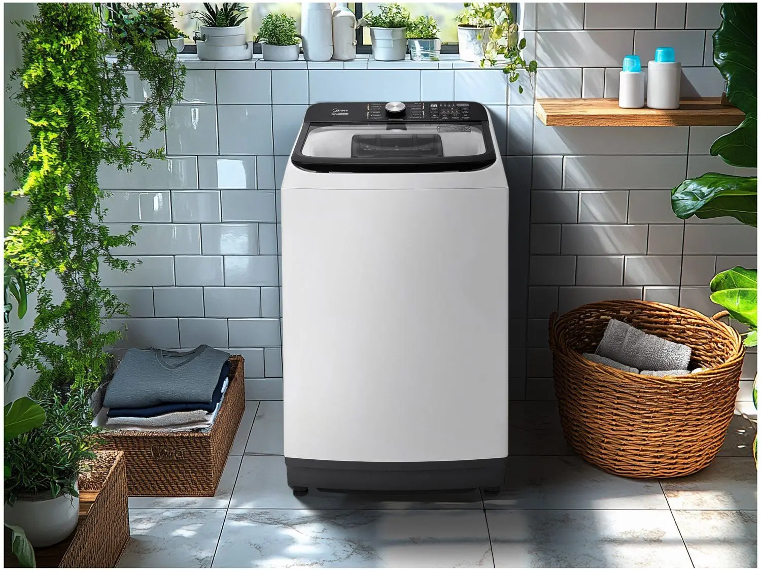 Lavadora de Roupas Midea 13kg Cesto Inox 13 Programas de Lavagem Branca Wave Agitator 110/220V - Imagem 2