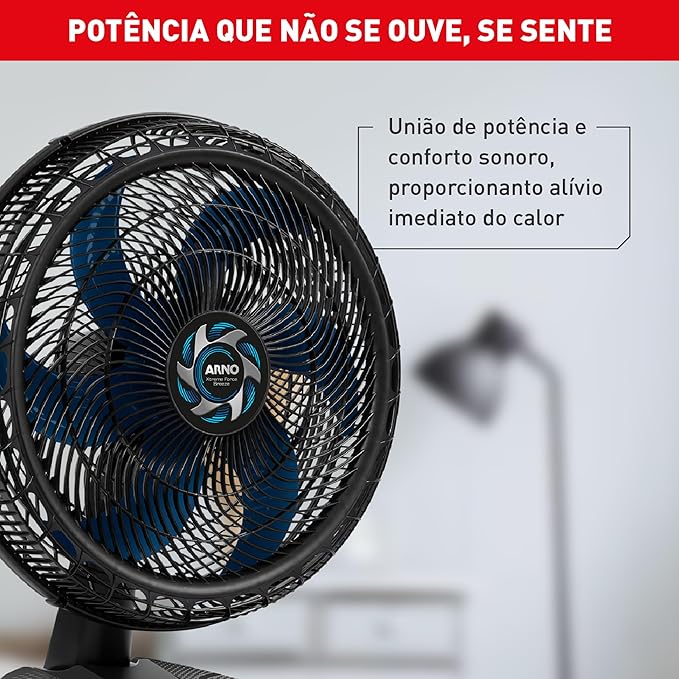 Ventilador de Mesa Arno Xtreme Force Breeze 50cm VB50, 126W, 6 Pás, 3 Velocidades, Oscilação 80º, Power Zone, Modo Sono Tranquilo, Grade Chevron Zone, 110V - Imagem 3