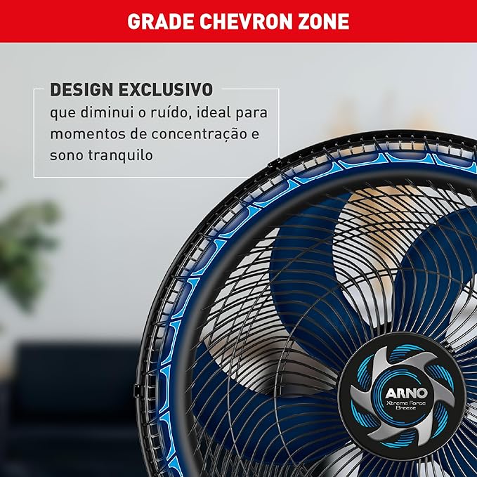 Ventilador de Mesa Arno Xtreme Force Breeze 50cm VB50, 126W, 6 Pás, 3 Velocidades, Oscilação 80º, Power Zone, Modo Sono Tranquilo, Grade Chevron Zone, 110V - Imagem 2