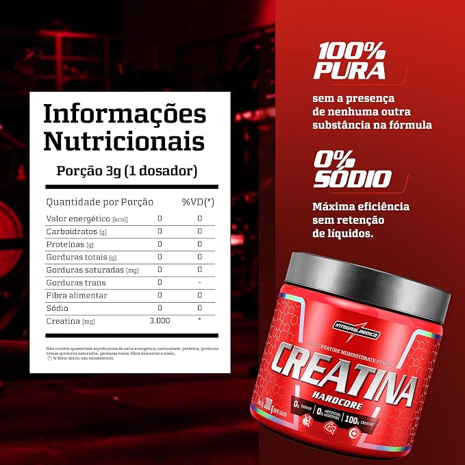 Integralmedica Creatina em Pó Hardcore 100% Pura e Monohidratada 300g - Imagem 3