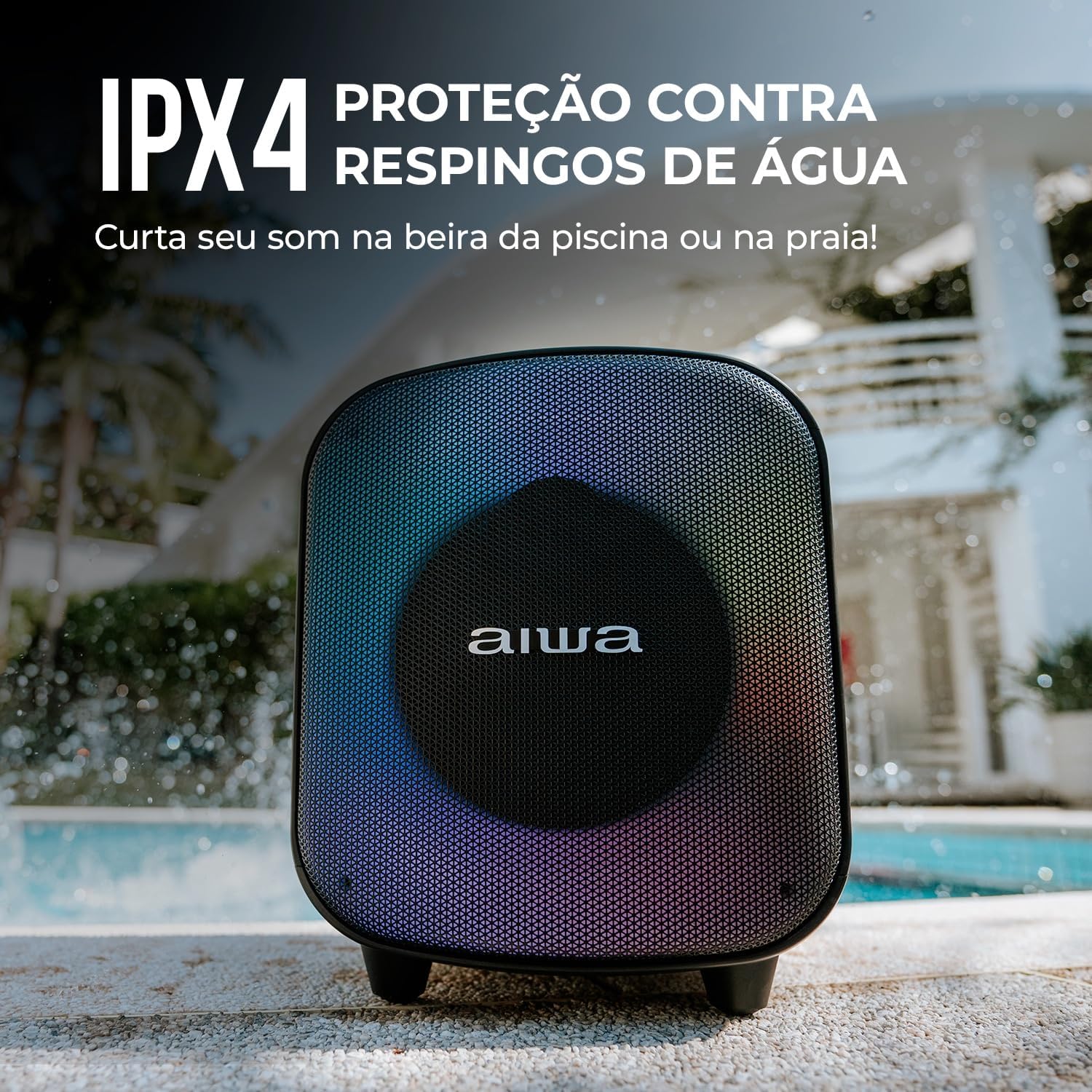 Caixa de Som PartyBox AIWA PB-07 Bluetooth 8H RGB USB TWS Preto - Imagem 4