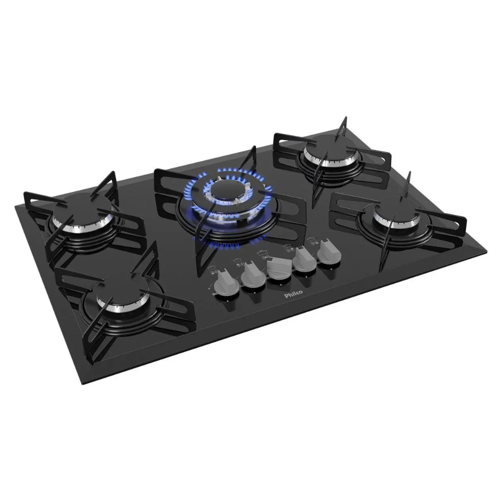 Cooktop 5 Bocas Philco Cook Chef 5 TC à Gás - GLP Preto Tripla-chama Cook Chef 5 TC 110/220V