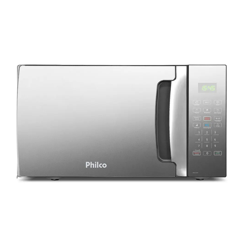 Microondas 28 Litros Philco PMO30EP Preto Com Porta Espelhada 1400w Menu Fit 110/220V