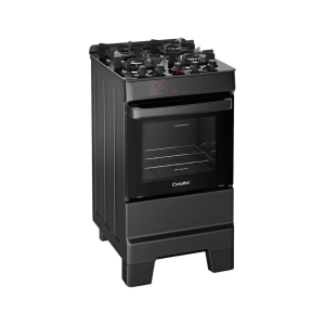 Fogão 4 Bocas Esmaltec Preto Mesa de Vidro Esmaltec Ideal Top Glass 110/220V