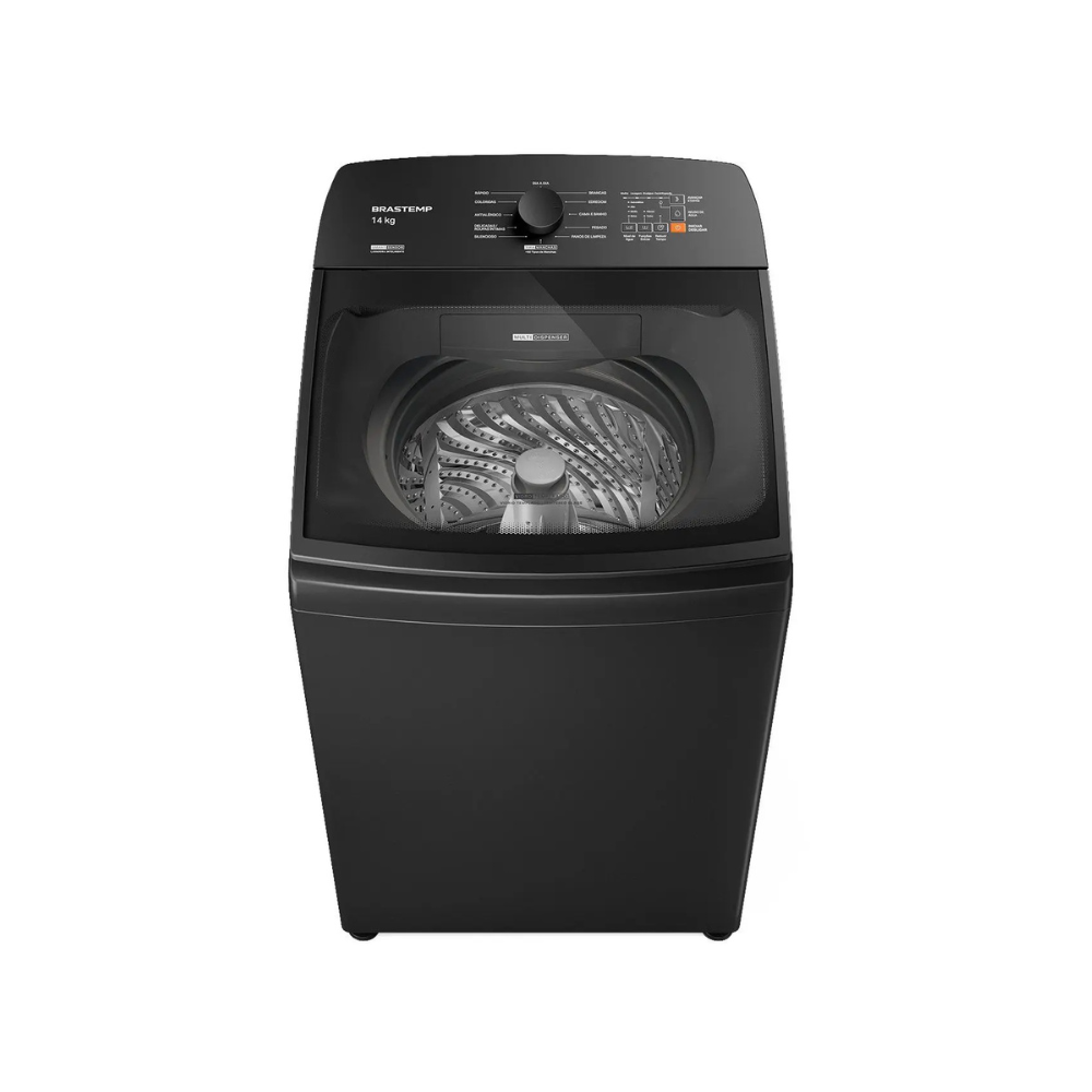 Lavadora de Roupas Brastemp 14kg Cesto Inox 12 Programas de Lavagem Cinza Platinum BWJ14A9 110/220V