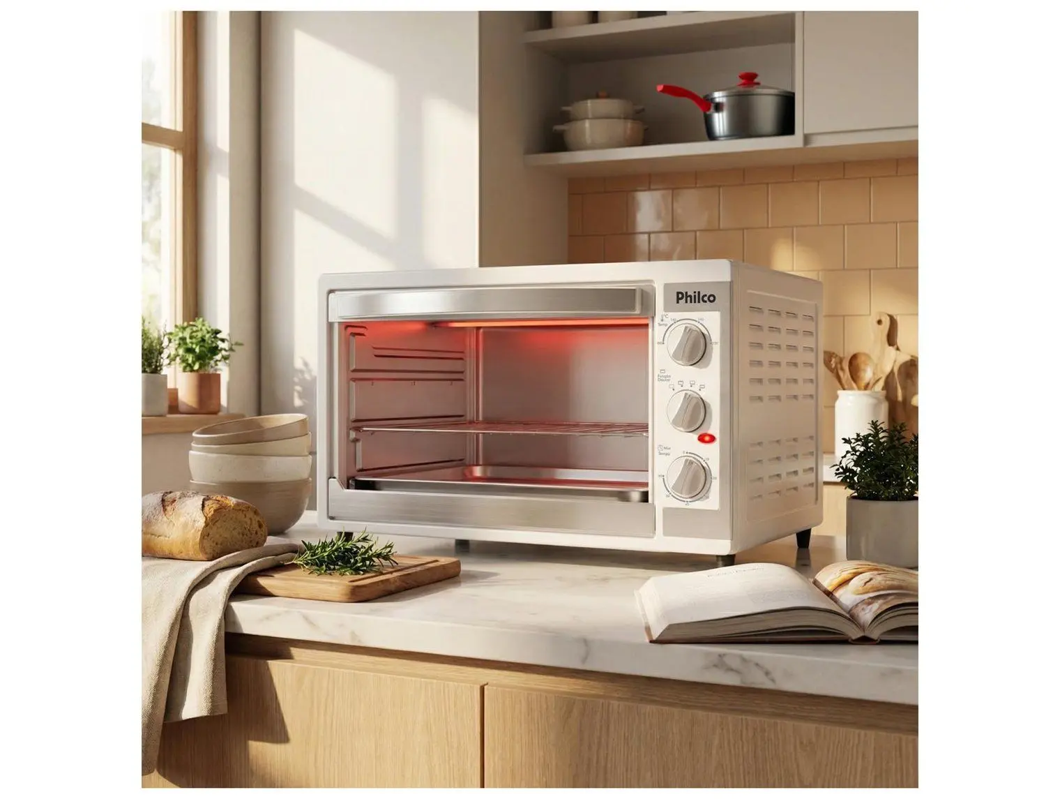 Forno Elétrico de Bancada Philco Grill 55L Branco PFE57 110/220V - Imagem 4