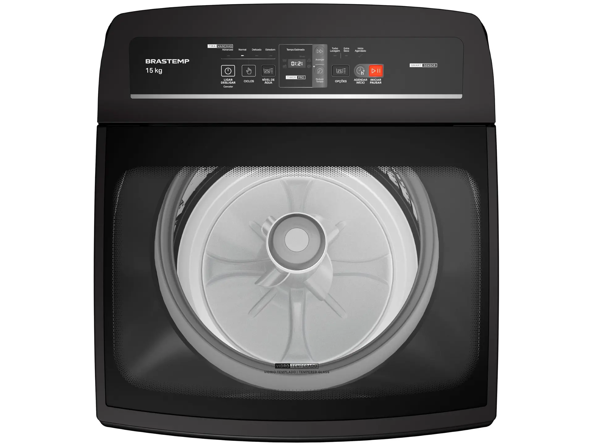 Lavadora de Roupas Brastemp 15kg Cesto Inox 4 Programas de Lavagem Cinza BWT15A9 110/220V - Imagem 4