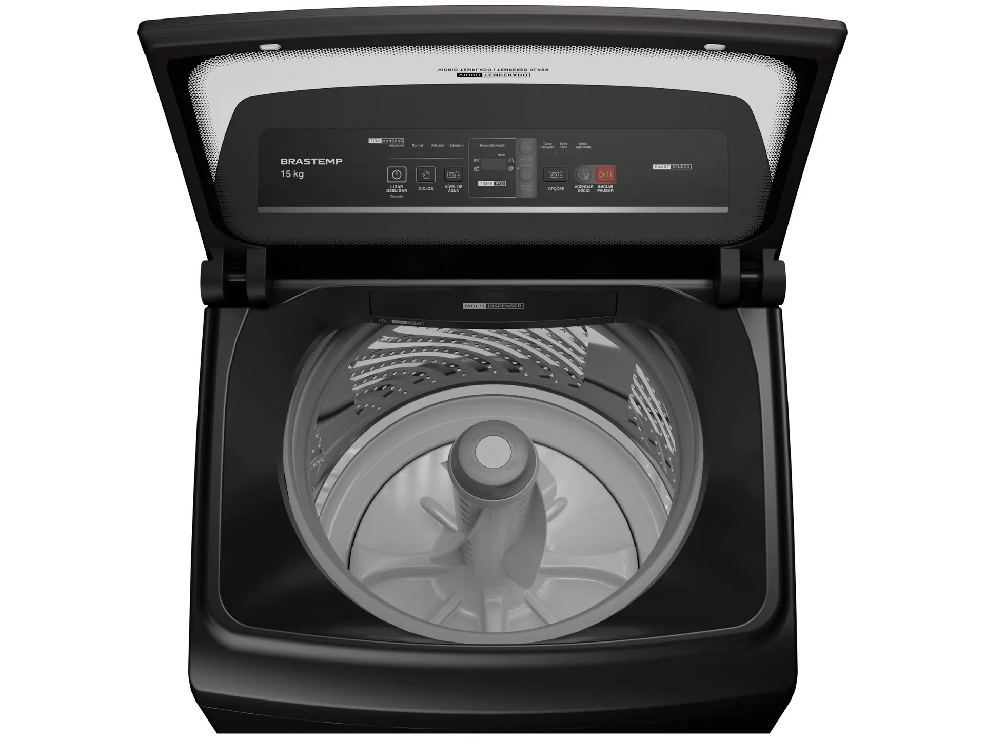 Lavadora de Roupas Brastemp 15kg Cesto Inox 4 Programas de Lavagem Cinza BWT15A9 110/220V - Imagem 3