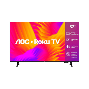 Smart TV 32" AOC HD DLED Série 5155 32S5155/78G Roku TV 2025