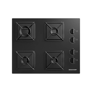 Cooktop 4 Bocas a Gás GLP Brastemp Mesa de Vidro Chama Simmer Preto Acendimento Superautomático BDD61BE 110/220V