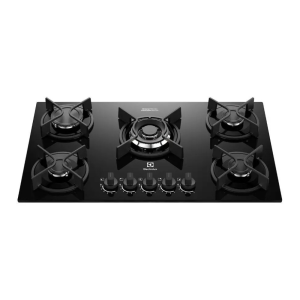 Cooktop 5 Bocas a Gás Electrolux Mesa Vidro Experience ChamaPrecisa, Multi Chama e Grade de Ferro Fundido (KE5GC) 110/220V