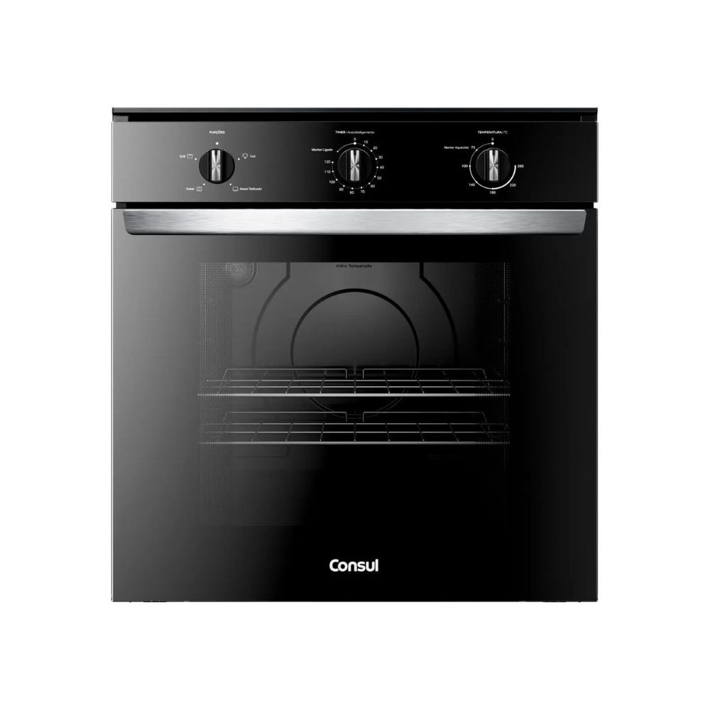 Forno de Embutir Elétrico Consul 84 Litros Preto com Timer Autodesligamento e Grill - COB84BE 110/220V