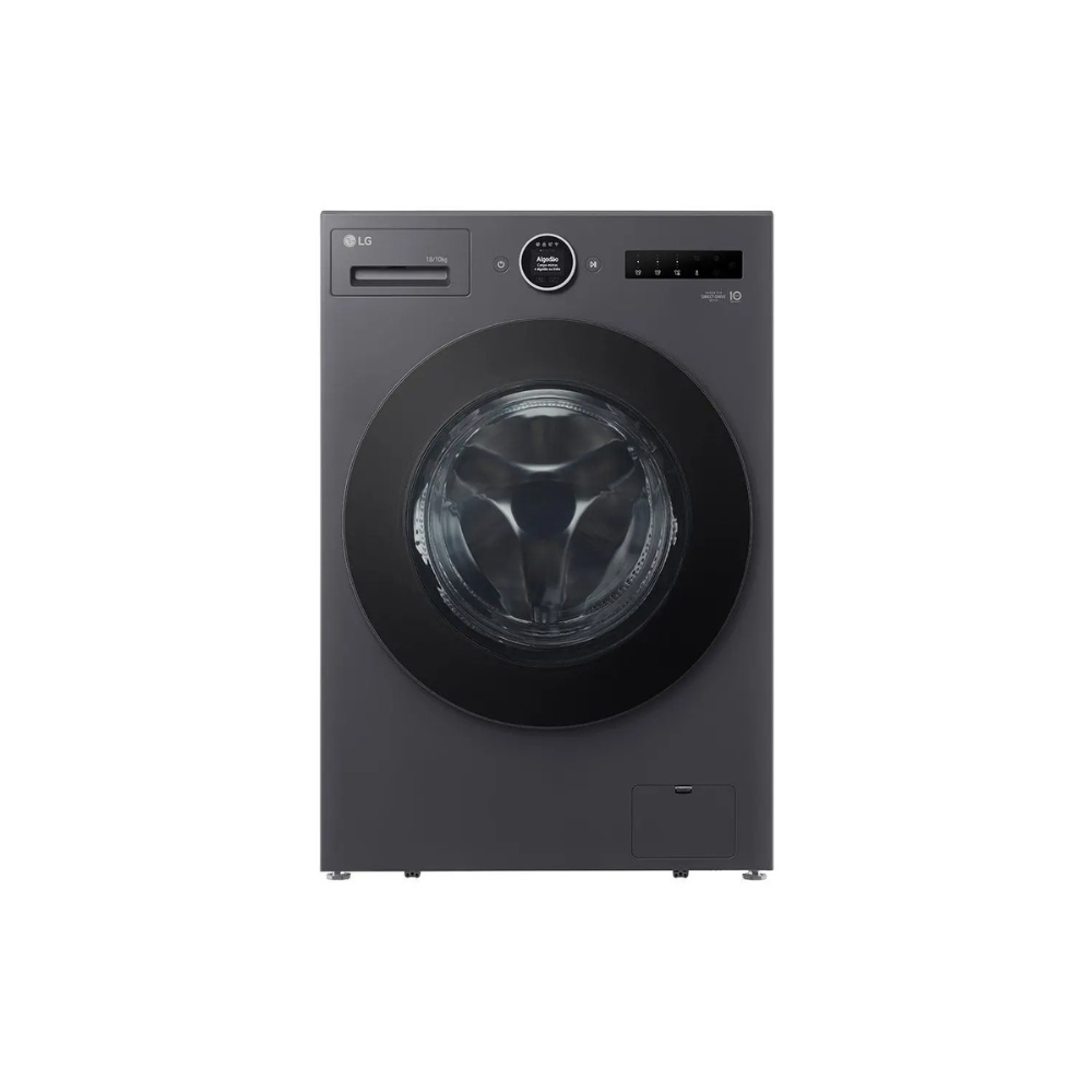 Lava e Seca Smart LG 18kg WD18GNT Motor Inverter Direct Drive Água Fria e Quente Black Inox 110/220V