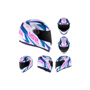 CAPACETE LS2 FF358 DRAZE BRANCO ROSA E AZUL