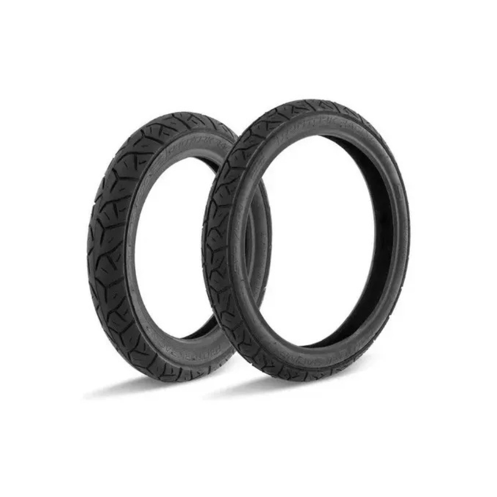par de Pneus Pro Tork Motos Biz 100/110/125 Pop 100/110 Modelo 80/100-14 e 2.50-17