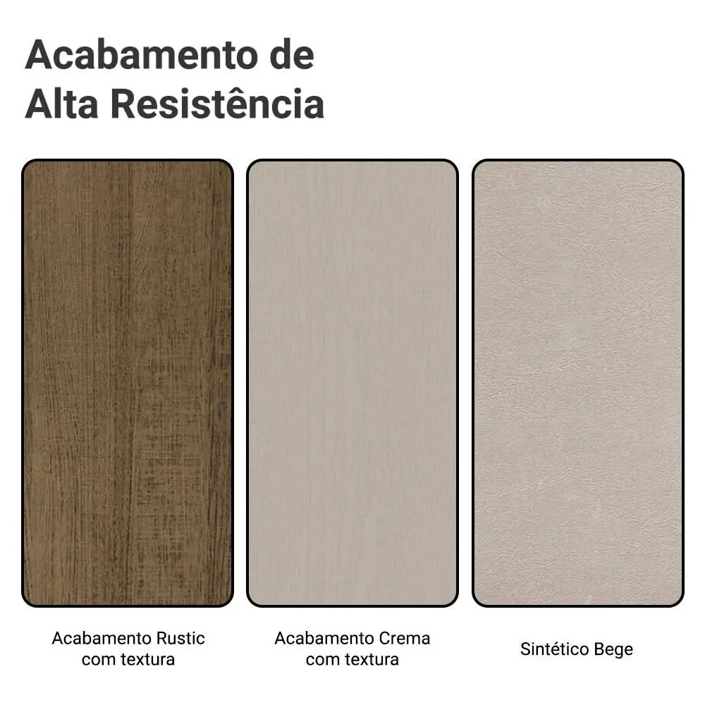 Conjunto Sala de Jantar Mesa Tampo de Madeira 6 Cadeiras Rustic/Crema/Bege Jaíne Madesa - Imagem 10