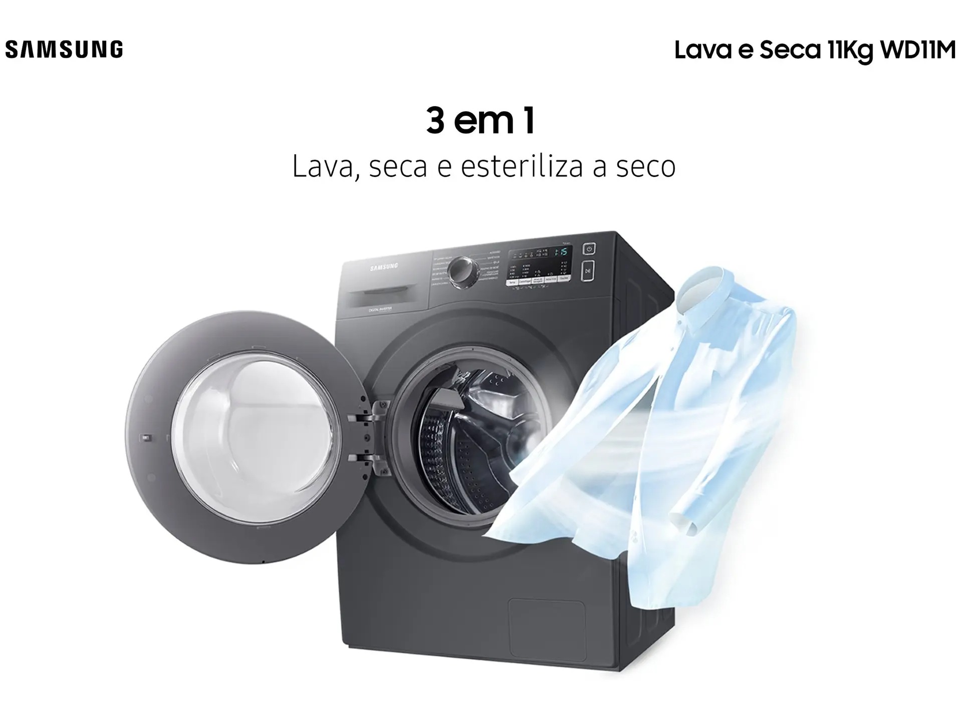 Lava e Seca Samsung WD11M com Digital Inverter WD11M4473PX Inox Look 11/7kg 110/220V - Imagem 6